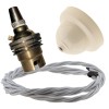 Ivory Bakelite Ceiling Pendant Kit with B22 Brass Finish Lampholder and Silver Flex Ivory Bakelite Ceiling Pendant Kit with B22 Brass Finish Lampholder and Silver Flex