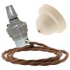 Ivory Bakelite Ceiling Pendant Kit with B22 Silver Nickel Finish Lampholder and Bronze Flex Ivory Bakelite Ceiling Pendant Kit with B22 Silver Nickel Finish Lampholder and Bronze Flex