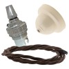 Ivory Bakelite Ceiling Pendant Kit with B22 Silver Nickel Finish Lampholder and Mocha Brown Flex Ivory Bakelite Ceiling Pendant Kit with B22 Silver Nickel Finish Lampholder and Mocha Brown Flex