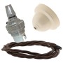 Ivory Bakelite Ceiling Pendant Kit with B22 Silver Nickel Finish Lampholder and Mocha Brown Flex
