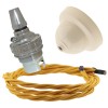 Ivory Bakelite Ceiling Pendant Kit with B22 Silver Nickel Finish Lampholder and Gold Flex Ivory Bakelite Ceiling Pendant Kit with B22 Silver Nickel Finish Lampholder and Gold Flex