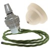 Ivory Bakelite Ceiling Pendant Kit with B22 Silver Nickel Finish Lampholder and Green Flex Ivory Bakelite Ceiling Pendant Kit with B22 Silver Nickel Finish Lampholder and Green Flex