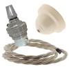 Ivory Bakelite Ceiling Pendant Kit with B22 Silver Nickel Finish Lampholder and Linen Flex Ivory Bakelite Ceiling Pendant Kit with B22 Silver Nickel Finish Lampholder and Linen Flex