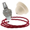 Ivory Bakelite Ceiling Pendant Kit with B22 Silver Nickel Finish Lampholder and Bright Red Flex Ivory Bakelite Ceiling Pendant Kit with B22 Silver Nickel Finish Lampholder and Bright Red Flex
