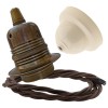 Pendant Kit with Ivory Bakelite Ceiling cup E27 Antique Brass Lampholder and Mocha Brown Flex Pendant Kit with Ivory Bakelite Ceiling cup E27 Antique Brass Lampholder and Mocha Brown Flex