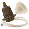 Pendant Kit with Ivory Bakelite Ceiling cup E27 Antique Brass Lampholder and Classic Ivory Flex Pendant Kit with Ivory Bakelite Ceiling cup E27 Antique Brass Lampholder and Classic Ivory Flex