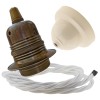 Pendant Kit with Ivory Bakelite Ceiling cup E27 Antique Brass Lampholder and White Flex Pendant Kit with Ivory Bakelite Ceiling cup E27 Antique Brass Lampholder and White Flex