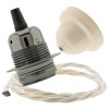 Pendant Kit with Ivory Bakelite Ceiling cup E27 Dark Bronze Lampholder and Classic Ivory Flex Pendant Kit with Ivory Bakelite Ceiling cup E27 Dark Bronze Lampholder and Classic Ivory Flex