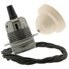 Pendant Kit with Ivory Bakelite Ceiling cup E27 Dark Bronze Lampholder and Khaki Green Flex Pendant Kit with Ivory Bakelite Ceiling cup E27 Dark Bronze Lampholder and Khaki Green Flex