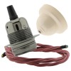 Pendant Kit with Ivory Bakelite Ceiling cup E27 Dark Bronze Lampholder and Dusky Pink Flex Pendant Kit with Ivory Bakelite Ceiling cup E27 Dark Bronze Lampholder and Dusky Pink Flex