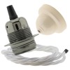 Pendant Kit with Ivory Bakelite Ceiling cup E27 Dark Bronze Lampholder and White Flex Pendant Kit with Ivory Bakelite Ceiling cup E27 Dark Bronze Lampholder and White Flex