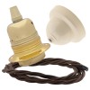 Pendant Kit with Ivory Bakelite Ceiling cup E27 Polished Brass Finish Lampholder and Mocha Brown Flex Pendant Kit with Ivory Bakelite Ceiling cup E27 Polished Brass Finish Lampholder and Mocha Brown Flex