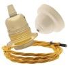 Pendant Kit with Ivory Bakelite Ceiling cup E27 Polished Brass Finish Lampholder and Gold Flex Pendant Kit with Ivory Bakelite Ceiling cup E27 Polished Brass Finish Lampholder and Gold Flex