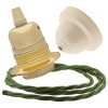 Pendant Kit with Ivory Bakelite Ceiling cup E27 Polished Brass Finish Lampholder and Green Flex Pendant Kit with Ivory Bakelite Ceiling cup E27 Polished Brass Finish Lampholder and Green Flex