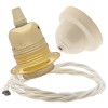 Pendant Kit with Ivory Bakelite Ceiling cup E27 Polished Brass Finish Lampholder and Classic Ivory Flex Pendant Kit with Ivory Bakelite Ceiling cup E27 Polished Brass Finish Lampholder and Classic Ivory Flex