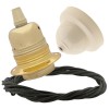 Pendant Kit with Ivory Bakelite Ceiling cup E27 Polished Brass Finish Lampholder and Khaki Green Flex Pendant Kit with Ivory Bakelite Ceiling cup E27 Polished Brass Finish Lampholder and Khaki Green Flex
