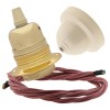 Pendant Kit with Ivory Bakelite Ceiling cup E27 Polished Brass Finish Lampholder and Dusky Pink Flex Pendant Kit with Ivory Bakelite Ceiling cup E27 Polished Brass Finish Lampholder and Dusky Pink Flex