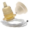 Pendant Kit with Ivory Bakelite Ceiling cup E27 Polished Brass Finish Lampholder and White Flex Pendant Kit with Ivory Bakelite Ceiling cup E27 Polished Brass Finish Lampholder and White Flex