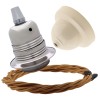Pendant Kit with Ivory Bakelite Ceiling cup E27 Silver Nickel Finish Lampholder and Antique Gold Flex Pendant Kit with Ivory Bakelite Ceiling cup E27 Silver Nickel Finish Lampholder and Antique Gold Flex