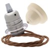 Pendant Kit with Ivory Bakelite Ceiling cup E27 Silver Nickel Finish Lampholder and Bronze Flex Pendant Kit with Ivory Bakelite Ceiling cup E27 Silver Nickel Finish Lampholder and Bronze Flex