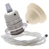 Pendant Kit with Ivory Bakelite Ceiling cup E27 Silver Nickel Finish Lampholder and White Flex Pendant Kit with Ivory Bakelite Ceiling cup E27 Silver Nickel Finish Lampholder and White Flex