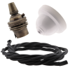 White Bakelite Ceiling Pendant Kit with B22 Antique Brass Lampholder and Black Flex White Bakelite Ceiling Pendant Kit with B22 Antique Brass Lampholder and Black Flex