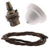 White Bakelite Ceiling Pendant Kit with B22 Antique Brass Lampholder and Mocha Brown Flex White Bakelite Ceiling Pendant Kit with B22 Antique Brass Lampholder and Mocha Brown Flex