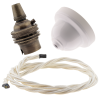 White Bakelite Ceiling Pendant Kit with B22 Antique Brass Lampholder and Classic Ivory Flex White Bakelite Ceiling Pendant Kit with B22 Antique Brass Lampholder and Classic Ivory Flex