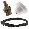 White Bakelite Ceiling Pendant Kit with B22 Antique Brass Lampholder and Khaki Green Flex White Bakelite Ceiling Pendant Kit with B22 Antique Brass Lampholder and Khaki Green Flex