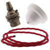 White Bakelite Ceiling Pendant Kit with B22 Antique Brass Lampholder and Bright Red Flex White Bakelite Ceiling Pendant Kit with B22 Antique Brass Lampholder and Bright Red Flex