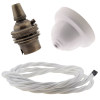 White Bakelite Ceiling Pendant Kit with B22 Antique Brass Lampholder and White Flex White Bakelite Ceiling Pendant Kit with B22 Antique Brass Lampholder and White Flex
