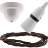 White Bakelite Ceiling Pendant Kit with B22 White Bakelite Lampholder and Mocha Brown Flex White Bakelite Ceiling Pendant Kit with B22 White Bakelite Lampholder and Mocha Brown Flex