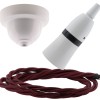 White Bakelite Ceiling Pendant Kit with B22 White Bakelite Lampholder and Rich Burgundy Flex White Bakelite Ceiling Pendant Kit with B22 White Bakelite Lampholder and Rich Burgundy Flex