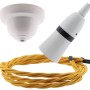 White Bakelite Ceiling Pendant Kit with B22 White Bakelite Lampholder and Gold Flex