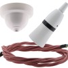 White Bakelite Ceiling Pendant Kit with B22 White Bakelite Lampholder and Dusky Pink Flex White Bakelite Ceiling Pendant Kit with B22 White Bakelite Lampholder and Dusky Pink Flex