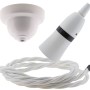 White Bakelite Ceiling Pendant Kit with B22 White Bakelite Lampholder and White Flex