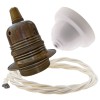 Pendant Kit with Applied White Bakelite Ceiling cup E27 Antique Brass Finish Lampholder and Classic Ivory Flex Pendant Kit with Applied White Bakelite Ceiling cup E27 Antique Brass Finish Lampholder and Classic Ivory Flex