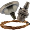 Small Antique Brass Ceiling Pendant Kit and B22 Lampholder with Antique Gold Flex Small Antique Brass Ceiling Pendant Kit and B22 Lampholder with Antique Gold Flex