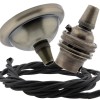 Small Antique Brass Ceiling Pendant Kit and B22 Lampholder with Black Flex Small Antique Brass Ceiling Pendant Kit and B22 Lampholder with Black Flex