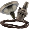 Small Antique Brass Ceiling Pendant Kit and B22 Lampholder with Mocha Brown Flex Small Antique Brass Ceiling Pendant Kit and B22 Lampholder with Mocha Brown Flex