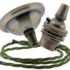 Small Antique Brass Ceiling Pendant Kit and B22 Lampholder with Green Flex Small Antique Brass Ceiling Pendant Kit and B22 Lampholder with Green Flex