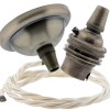 Small Antique Brass Ceiling Pendant Kit and B22 Lampholder with Classic Ivory Flex Small Antique Brass Ceiling Pendant Kit and B22 Lampholder with Classic Ivory Flex