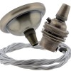 Small Antique Brass Ceiling Pendant Kit and B22 Lampholder with Silver Flex Small Antique Brass Ceiling Pendant Kit and B22 Lampholder with Silver Flex