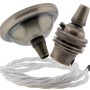 Small Antique Brass Ceiling Pendant Kit and B22 Lampholder with White Flex