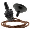 Small Black Period Ceiling Pendant Kit with B22 Metal Dark Bronze Lampholder and Bronze Flex Small Black Period Ceiling Pendant Kit with B22 Metal Dark Bronze Lampholder and Bronze Flex