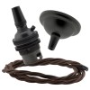Small Black Period Ceiling Pendant Kit with B22 Metal Dark Bronze Lampholder and Mocha Brown Flex Small Black Period Ceiling Pendant Kit with B22 Metal Dark Bronze Lampholder and Mocha Brown Flex
