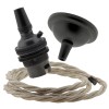 Small Black Period Ceiling Pendant Kit with B22 Metal Dark Bronze Lampholder and Linen Flex Small Black Period Ceiling Pendant Kit with B22 Metal Dark Bronze Lampholder and Linen Flex