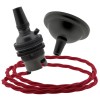Small Black Period Ceiling Pendant Kit with B22 Metal Dark Bronze Lampholder and Bright Red Flex Small Black Period Ceiling Pendant Kit with B22 Metal Dark Bronze Lampholder and Bright Red Flex