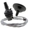 Small Black Period Ceiling Pendant Kit with B22 Metal Dark Bronze Lampholder and Silver Flex Small Black Period Ceiling Pendant Kit with B22 Metal Dark Bronze Lampholder and Silver Flex