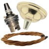 Small Brass Effect Ceiling Pendant Kit and B22 Brass Lampholder with Antique Gold Flex Small Brass Effect Ceiling Pendant Kit and B22 Brass Lampholder with Antique Gold Flex